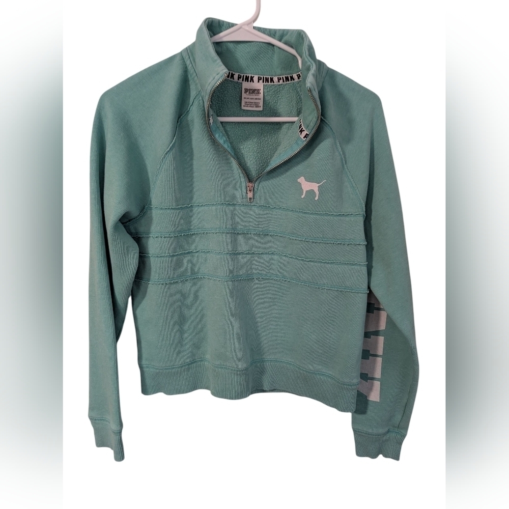 PINK ,Victoria's Secret Aqua Zip-Up Sweater,Xs